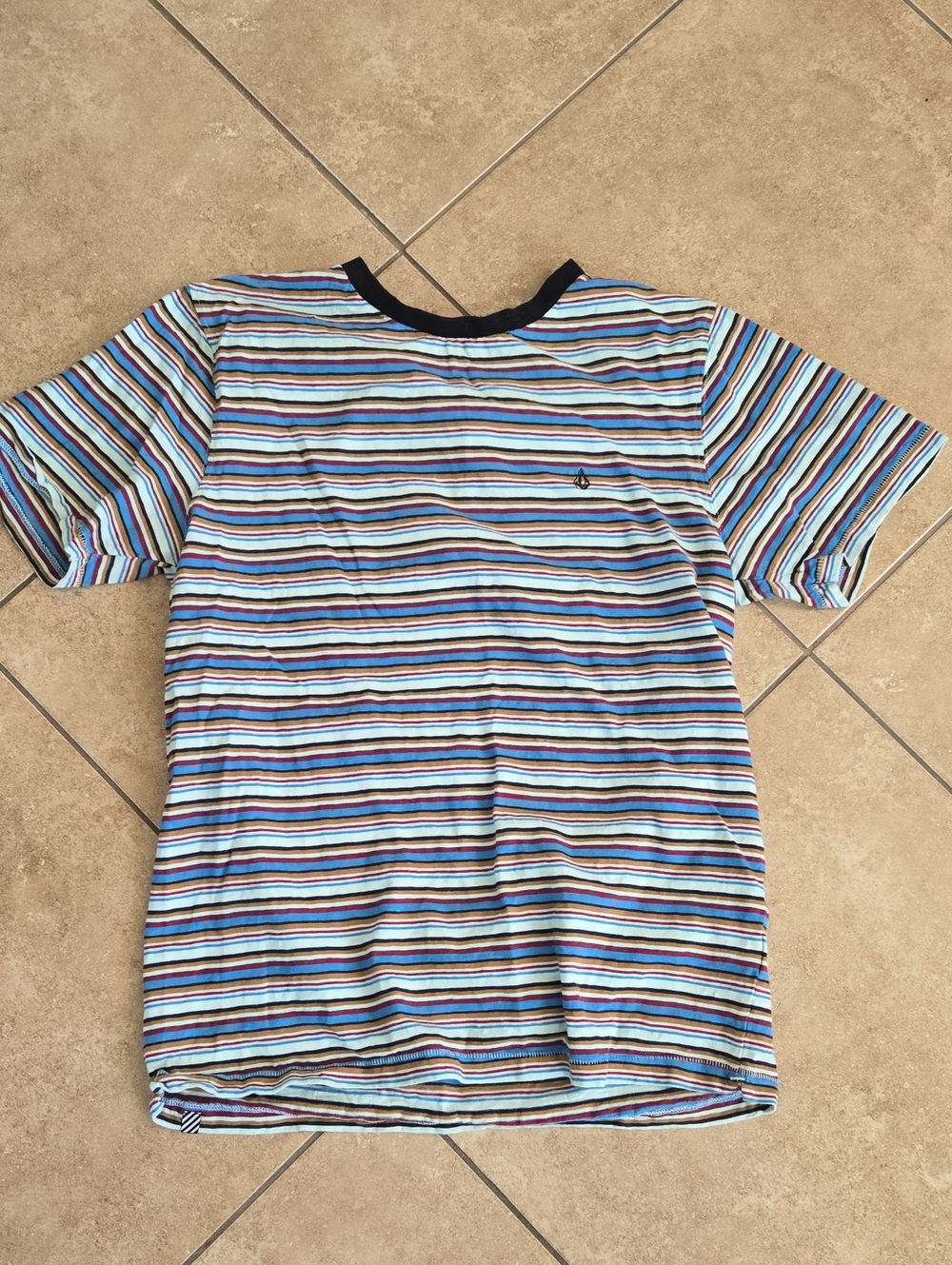 Volcom Men's Short-Sleeve Striped Tee in Blue, Black & White